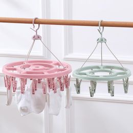 Hangers & Racks Windproof Plastic Clothes Hanger Household Circular Balcony Underwear Socks Drying Clip Baby