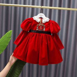 Baby Girl Lolita Red Dress Children Spanish Princess Dresses Infant Embroidery Ball Gown for Girls Christmas New Year Vestidos G1218