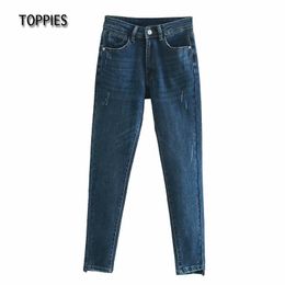 Toppies High Waist Skinny Jeans for Women Casual Denim Pencil Pants Ripped Jeans Female Fashion Streetwear 210412