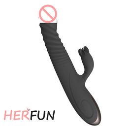 Vibratori rotanti del coniglio del punto G 10 velocità Dual Vibration 3 Mtor Bastone vibrante Giocattoli sessuali per donna signora Prodotti per adulti Stimolazione del clitoride Gif per pene piccolo