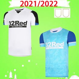 -21 22 22 Derby County Rooney Soccer Jerseys Casa Away Bianco Blu Adult Kit Martin Lawrence Camicie da calcio 2021 2022 Derby County Waghorn Uniform