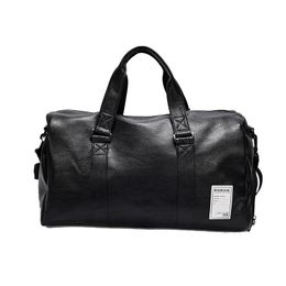 vintage travel bags women UK - Duffel Bags PU Leather Travel Bag Male Big For Women Black Cool Zipped Shoulder Vintage Man Messenger Package