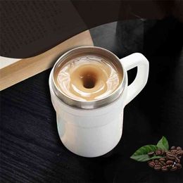 Automatic Self Stirring Mug Stainless Steel Thermal Cup Magnetic Heating Coffee Milk Mixing No Battery Required 210423