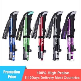 1PC Outdoor Portable Folding Nordic Walking Pole 250G Ultralight Trekking Hiking Stick 220216