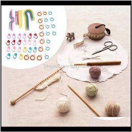 Sewing Notions Tools Apparel Drop Delivery 2021 5 Sets Abs Knit Stitch Needles Hook Plastic Markers Needle Clip Craft Knitting Crochet Lockin