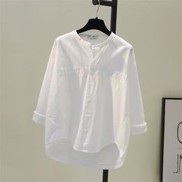 Spring Korea Fashion Women Shirts Plus Size Long Sleeve Loose White Shirt All-matched Casual Tops Cotton Female Blouse D124 210512