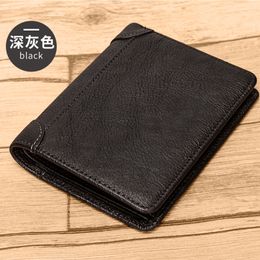 2020 Men's Wallet 3 Fold Vintage Genuine Leather Wallet Man Money Bag Business Card Holder Anti Theft Male