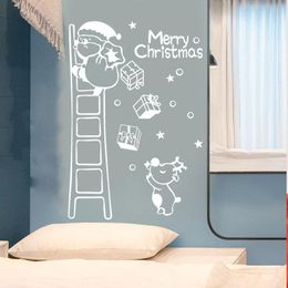 Wall Stickers Climbing Santa Claus Merry Christmas Sticker | Red, White, Black, Showcase, Window Door Background, Christmas,