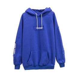 PERHAPS U Yellow Blue Letter Print Think Fleece Hoodies Pullovers Casual H0013 210529