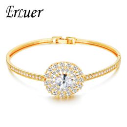 Fashion Delicate Wedding Bridal /Rose/White Gold Colour Luxury Jewellery For Women Trendy Elegant Crystal Zircon Bangle