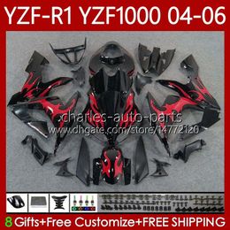 Fairings Kit For YAMAHA YZF-R1 YZF R 1 1000 CC YZF1000 YZFR1 04 05 06 Bodywork 89No.84 YZF R1 1000CC 2004 2005 2006 Red&flames YZF-1000 2004-2006 OEM Motorcycle Body