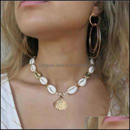 Chokers Necklaces & Pendants Jewellery Women Shell Ornaments Fashion Sandy Beach Pendant Pure Manual Natural Alloy Scallop In Pendeloque Cut N