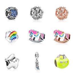 Mixed styles Hollow constellation Alloy charms Rainbow horse Loose Beads twinkling stars charm bead fit for bracelet Necklace DIY Jewelry