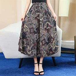 Sale Ankle-Length Pants Women Loose Wide Leg Female Casual Flower Print High Waisted Trousers Summer Thin 211115