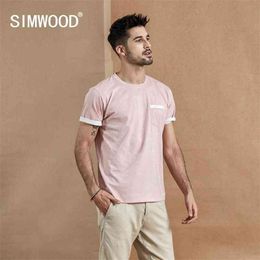 summer Layered chest pocket t-shirt men Melange vintage short sleeve fashion tshirt 100% cotton tops 190431 210629