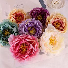 western weddings decorations Canada - Decorative Flowers & Wreaths 5 Pieces Simulation Peony Head Western Rose Wedding Decoration Flower Arrangement Wall Road Christmas Blessing