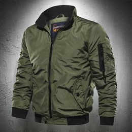 Autumn Men Slim Fit Bomber Jacket Men Military Jacket Outwear Casual Pilot Jacket Pure Color Plus Size 4XL 5XL High Quality X0710