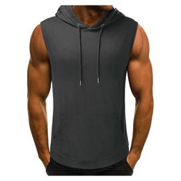 Men's Sleeveless Hoodies Hooded Sweatshirt Sport Gym Vests Tops Reptonfitness UK