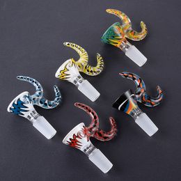 Unique Two Styles Colorful Heady Glass Bowls Smoking Accessories 14mm Male Funnel Bowl Piece Dry Herb Tobacco For Quartz Banger Oil Rigs Hookah