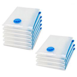 10Pcs Vacuum Storage Bag Clothes With Valve Transparent Border Folding Compressed Organiser Travel Space Saving Seal Packet Bags