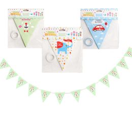 Disposable Dinnerware Birthday Party Pull Flag Cute Cartoon Pennant String Decoration Banner Hanging Strip Supplies Wholesale