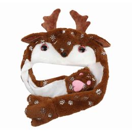 Plush Christmas Hats Wholale With Moving Ears Santa Hat Cute Funny Elk Hat Adult Children Christmas Decorations