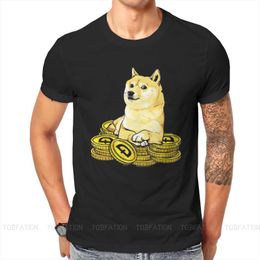Homens camisetas Doge Dogecoin Crypto Moeda Virtual Camiseta Para Homens ao Humor da Lua Verão Tee Camiseta Novidade Design Fluffy