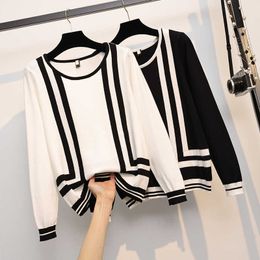 Women Stripe Sweater and Pullovers Long Sleeve Oversized Chic Pull Jumpers Cows Kawaii Sweater for Women Pull jersey mujer 210604