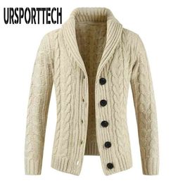 Cardigan Sweater Men Thick Slim Fit Sweater Coat Jumpers Knitwear High Quality Autumn Korean Style Casual Mens Sweaters 210909