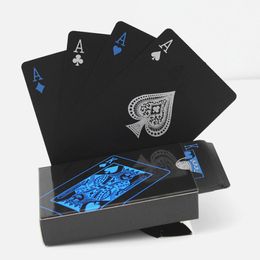 -Tarjetas de juego de plástico PVC a prueba de agua Set Tendencia 54pcs Deck Poker Poker Classic Magic Tricks Tool Pure Color Black Box-Packed DHL