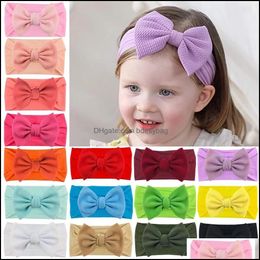 Headbands Jewelry Jewelrywaffle Bowknot Headband Turban Solid Color Born Baby Girls Elastic Bands Soft Nylon Hair Aessories Drop Delivery 20