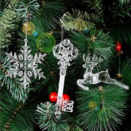 Acrylic Transparent Hanging Decorations White Snowflake for Christmas Winter Wonderland Holiday New Year Party Home