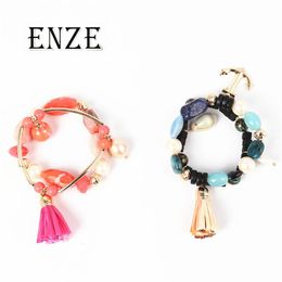 Charm Bracelets ENZE Ladies Fashion Jewelry European And American Hand Style Bracelet Blue Tassel Cloth Accessories