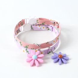 Cat Collars & Leads Cute Sweet Daisy Pattern Collar With Pendant Adjustable Safety Comfortable Pet Neck Ring Beautiful Dogs Strap