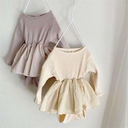 Infant Baby Boys Girls Pure Colour Lace Rompers Clothing 0-2Yrs Spring Autumn Kids Boy Girl Loose Knit Clothes 210521