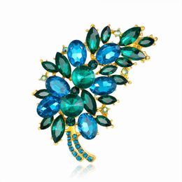 Pins, Brooches Luxury Crystal Wedding Party Elegant Jewellery Fashion Rhinestones Leaf Brooch Pins Corsage Purple Scarf Buckle Gift