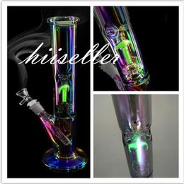 12.2 inchs Glow In The Dark bong Hookahs Smoke Glass Pipe Colorful Glasses Water Bongs Bubbler heady Dab Rig with 14mm bowl