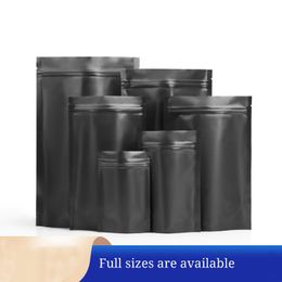 Multi-sizes Black Stand up Zip Lock Packing Bags 100pcs/lot Blank Tea Coffee Beans Storage Bag Aluminum Foil Standing Cookies Pouches