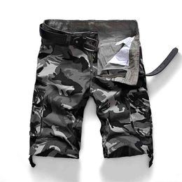 Camouflage Camo Cargo Shorts Men Summer Casual Cotton Multi-Pocket Loose Army Military Tactical Plus Size 44 210712