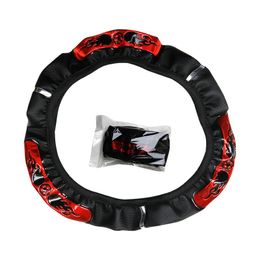 Steering Wheel Covers Car 100% Brand Reflective Faux Leather Elastic Flame Football Design Auto Prote
