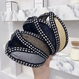 Fashion Women Headbands Vintage Cross Knot Elegant Turban Adult Casual Wide Side Headband Hair Accessories