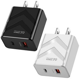 Fast Quick Charger Dual Ports 20W PD USB-C Wall Charger Type c Qc3.0 Eu US AC Home Travel Chargers For Iphone 12 13 14 Samsung Htc android phone pc mini player