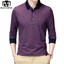 MIACAWOR Spring Brand Polo Shirts Men Solid Colour Long Sleeve Slim Fit Boys Korean Casual Tops Tees Men Clothing T950 220312