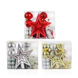 tree toppers Canada - Christmas Decorations 50Pcs Balls Set Xmas Tree Glitter Star Topper Hanging Ball Pendants Bauble DIY Year Home Party Decor