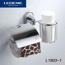 LEDEME Toilet Paper Holder With Shelf Wall Mounted Stainless Steel Basket and Holders Multifunction Bath Hardware L1903-1 210720