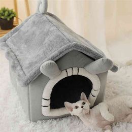 Deep Sleep Pet Cat's House Indoor Bed Mat Winter Warm For Small Dog Kitten Supplies Foldable Sofa 210722