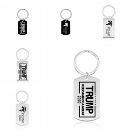 Trump 2020 Pendant Keychain American President Election Stainless Steel Key Chain Keyring Creative Key Holder Men Women Jewellery VT1275