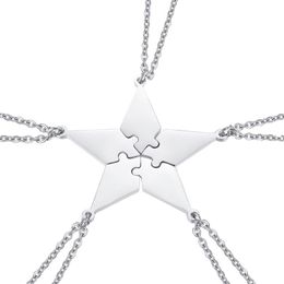 5pcs Good Family Friendship Necklace Set Five-pointed Star Puzzle Neck Pendant Fashion Creative Jewellery Accessories (Pe Necklaces
