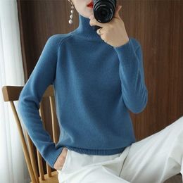 Winter Solid Colour Cashmere Women's Sweaters Turtleneck Pullover Knitted Sweater Women Bottoming Net Red All-Match Sweates 211011