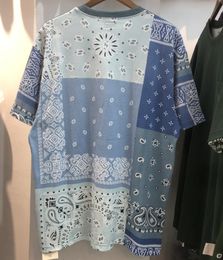 Men's T-Shirts Chao brand Kapital Hirata Hehong splicing cashew flower triangle cloth flag pocket men's loose short sleeve T-shirt